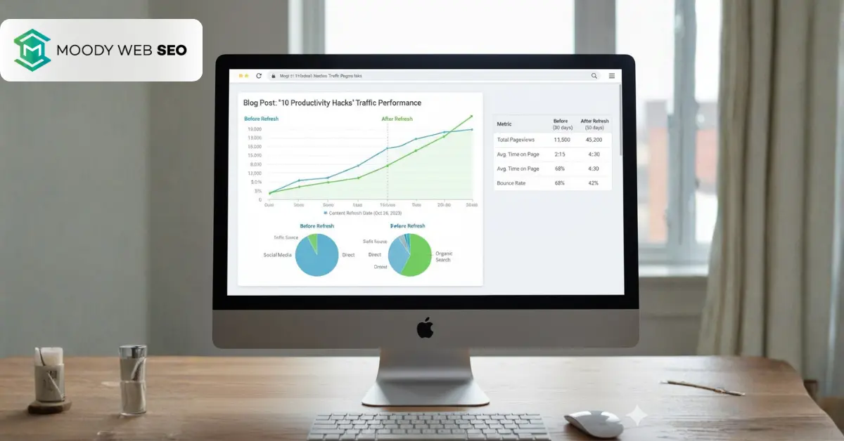 SEO Content Refresh Strategy in 2025: How to Revive Old Posts and Boost Traffic comparison chart old content vs refreshed content