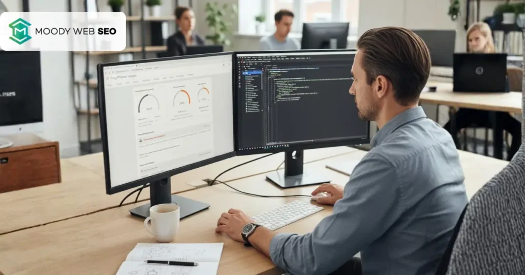 SEO Content Refresh Strategy in 2025: How to Revive Old Posts and Boost Traffic developer optimizing site speed schema