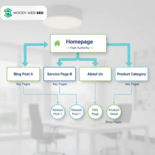 SEO Content Refresh Strategy in 2025: How to Revive Old Posts and Boost Traffic flowchart showing link connections
