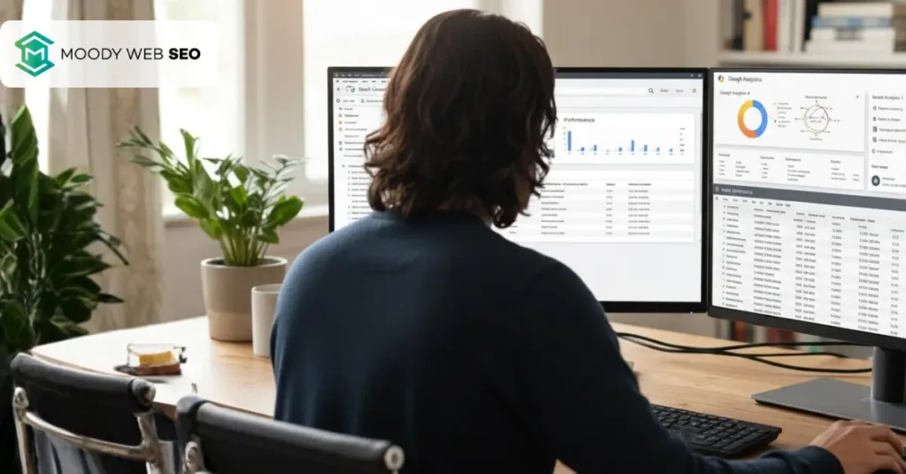 SEO Content Refresh Strategy in 2025: How to Revive Old Posts and Boost Traffic tools like gsc, ga4, screaming frog open on screen